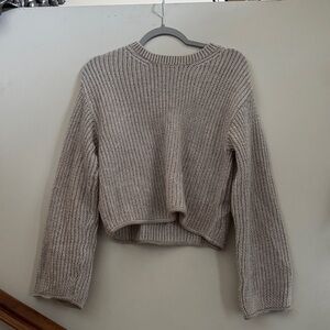 H&M Taupe Knit Crew Neck Sweater